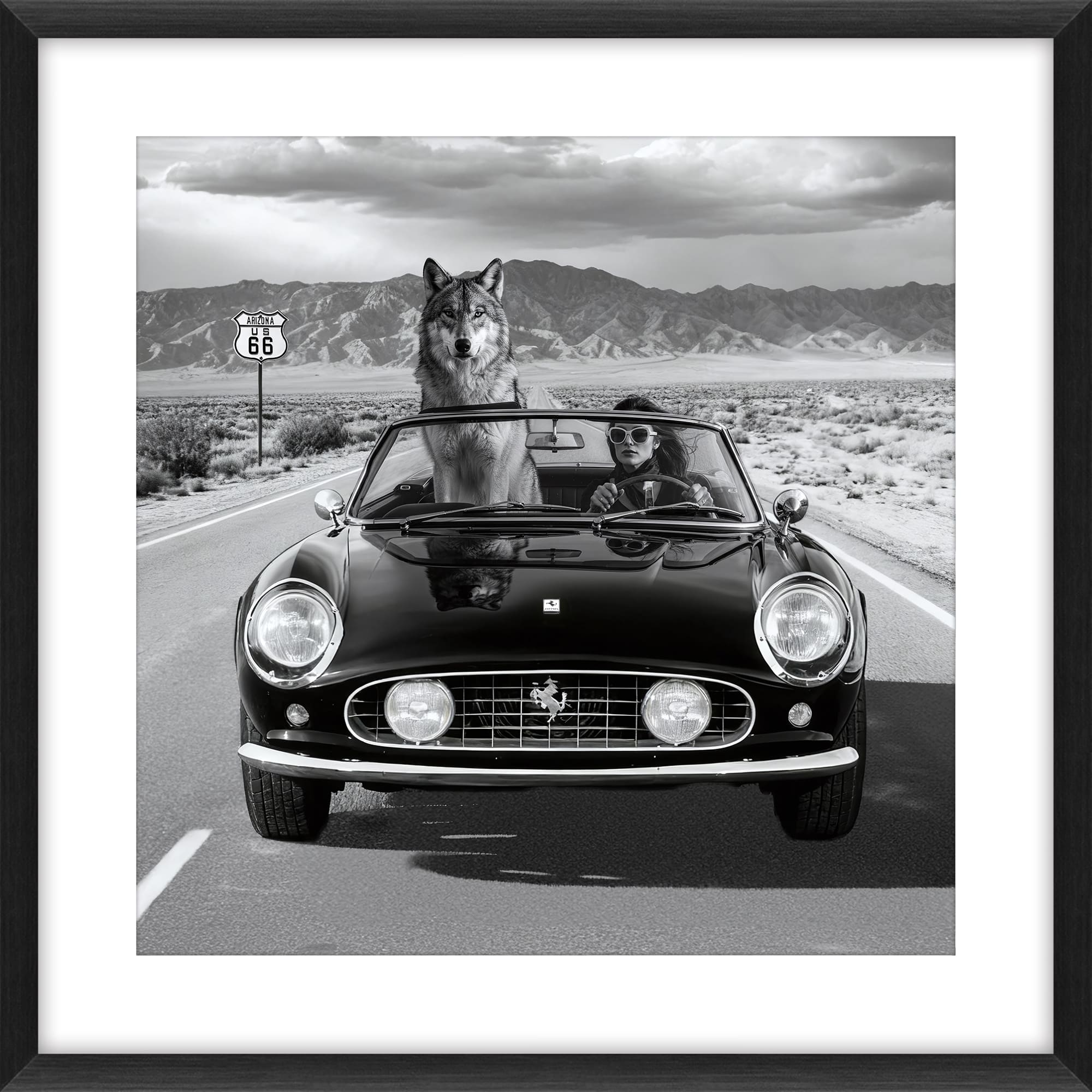Bild Frame Wolf and Lady 80x80