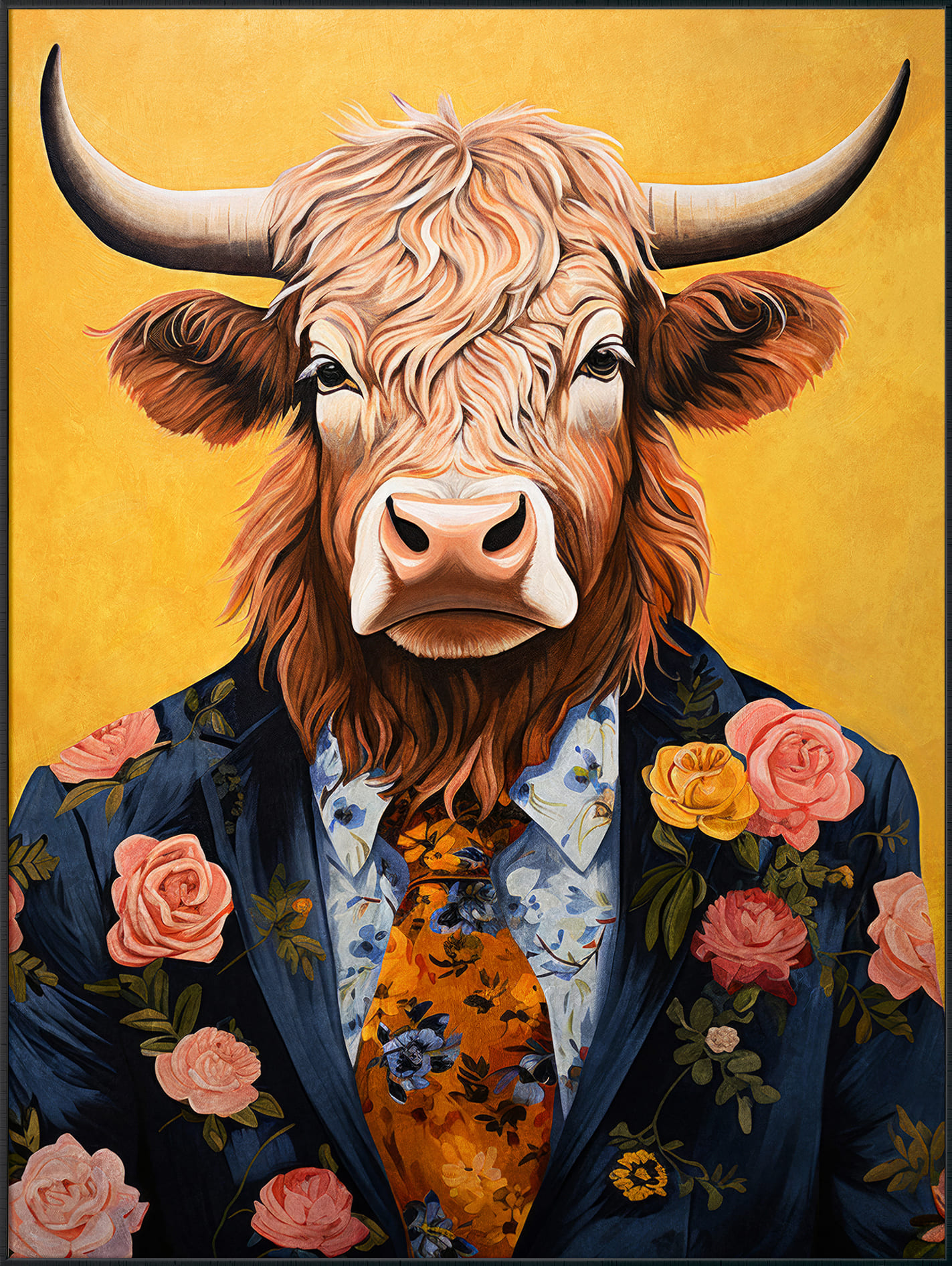 Rahmenbild Bullenportät 90x120cm