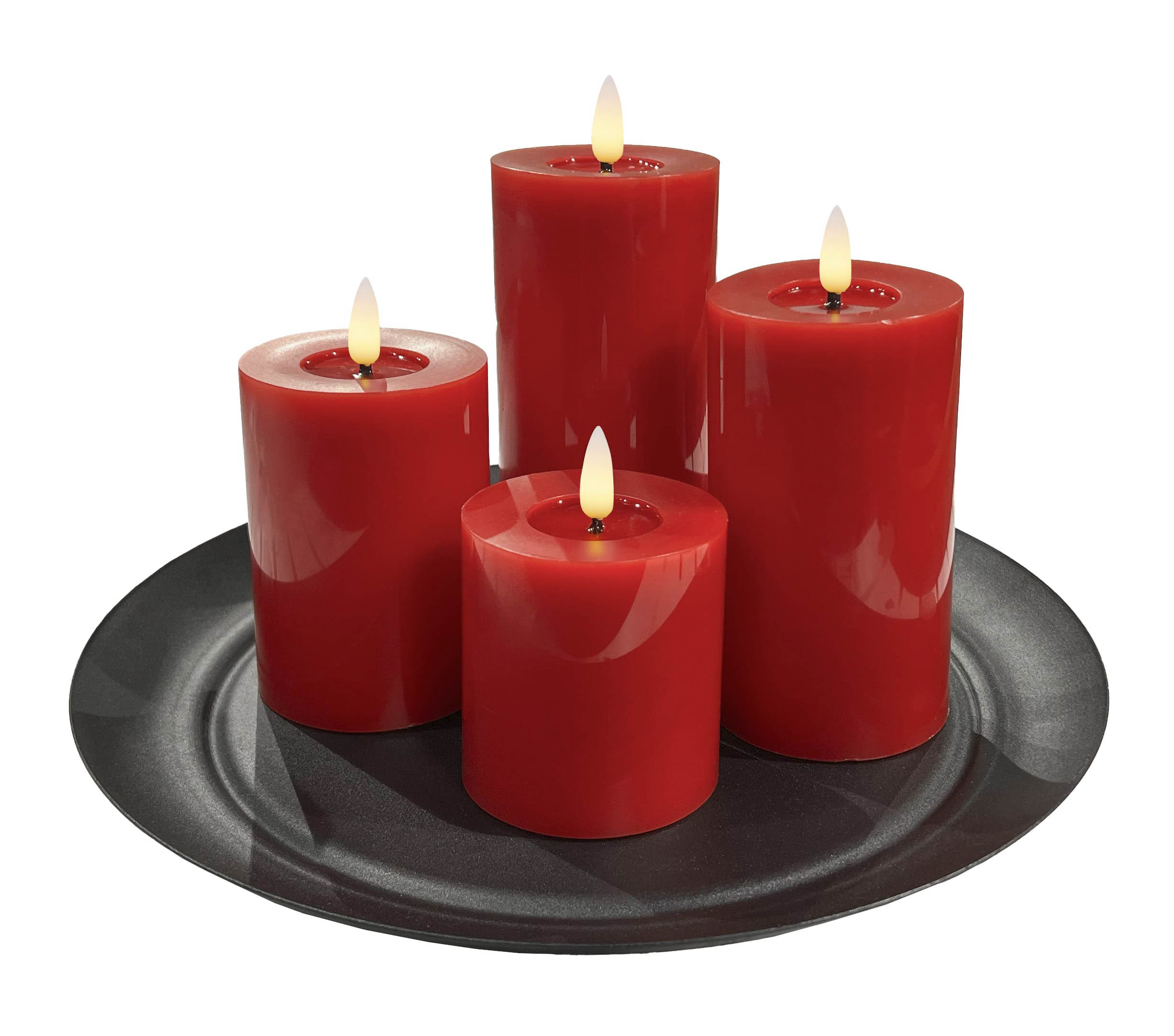 LED 4er Set W red mit Teller