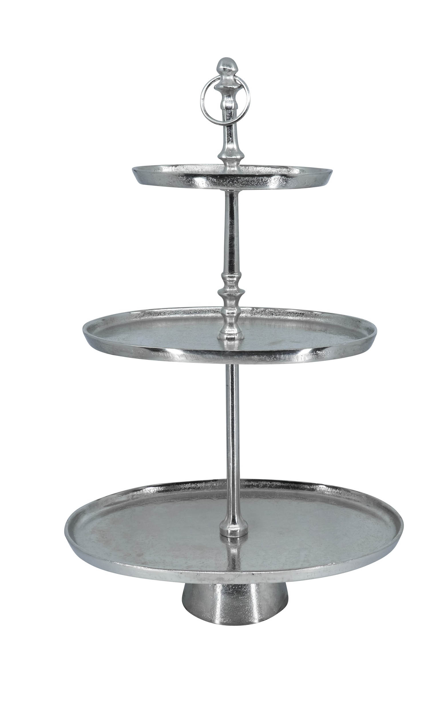 Etagere oval 2er Alu Nickel 36x36x50cm