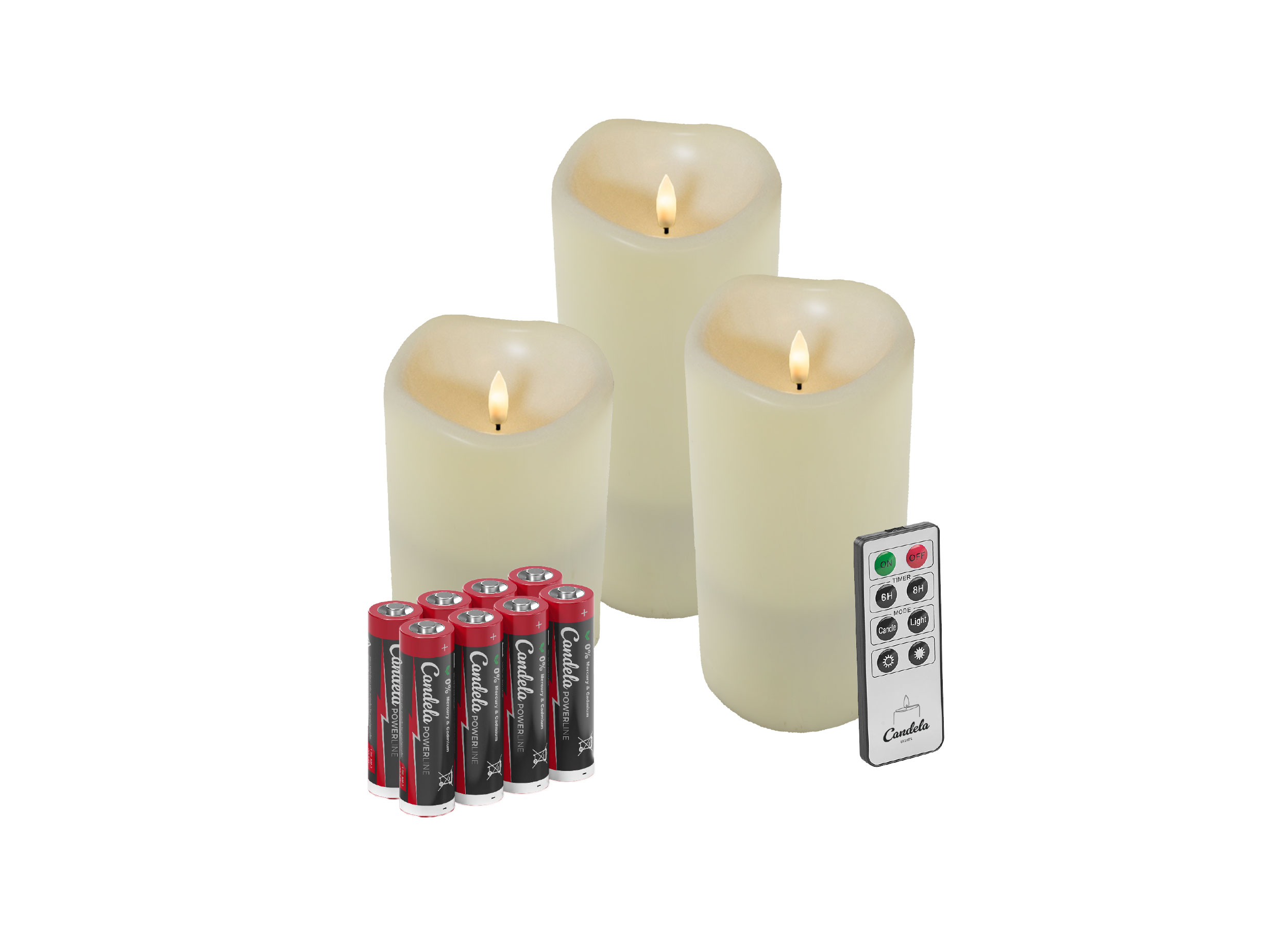 Outdoor Stumpenkerzen 3er Set Cream