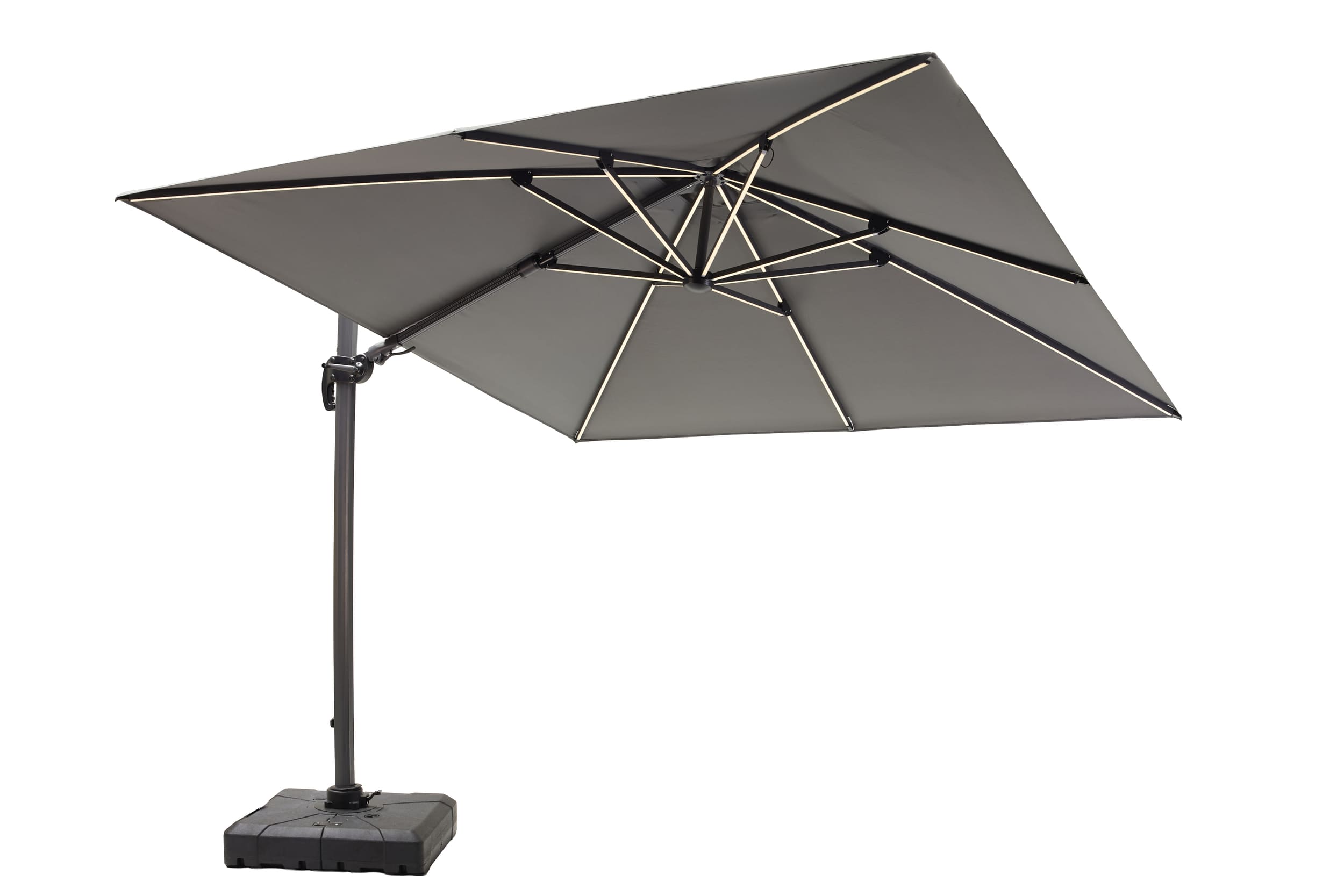 Ampelschirm "Salerno", 300cm grey solar