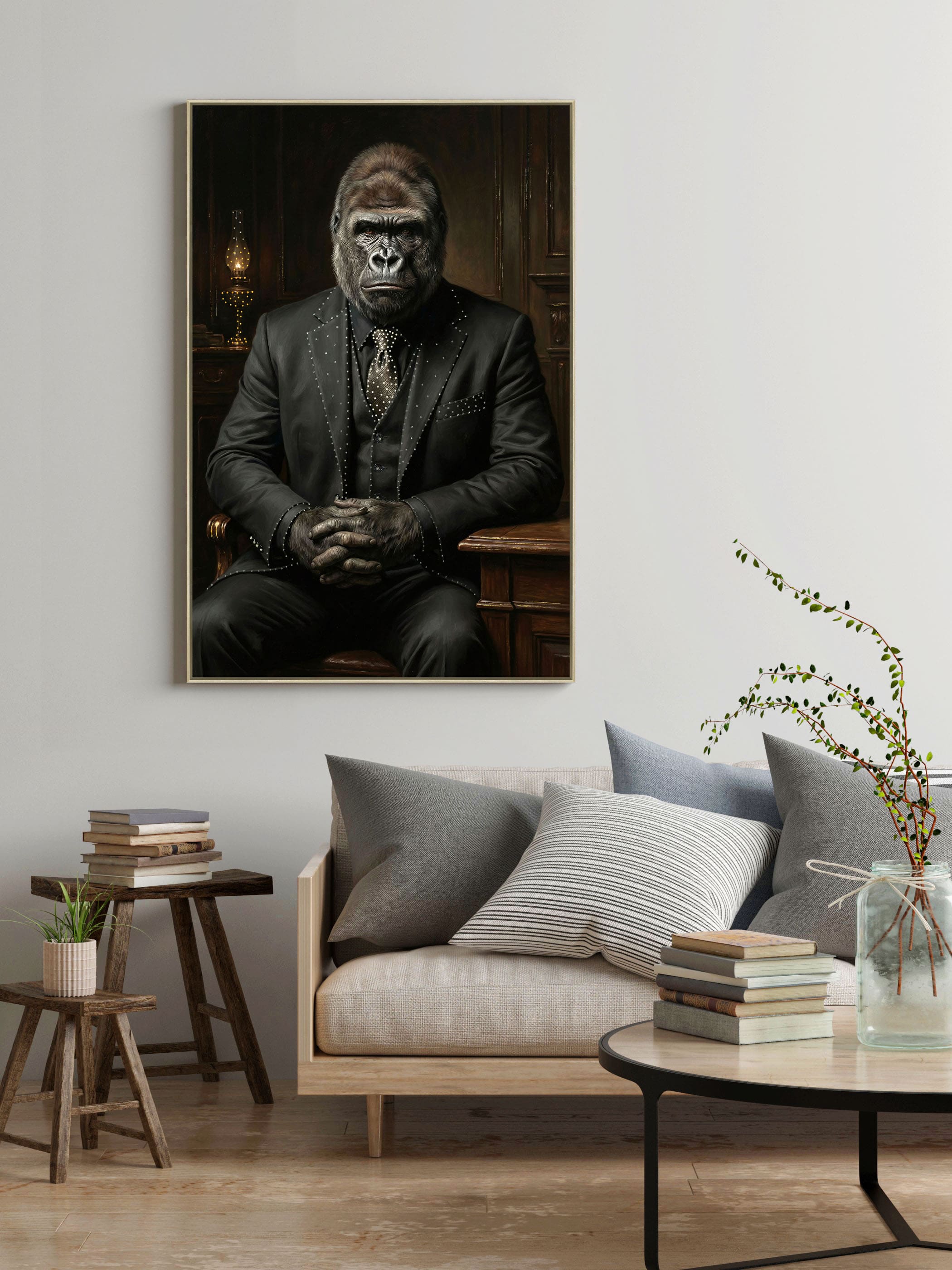 Wandbild Frame black Gorilla 80x120cm