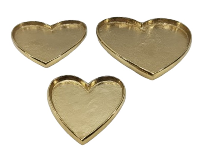 Dekoteller Herz Alu gold 27x25x2,5cm