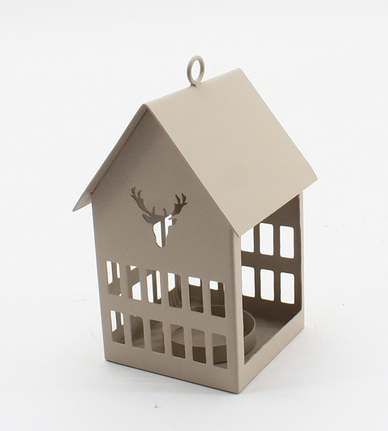 Haus Windlicht Hirsch sand 16
