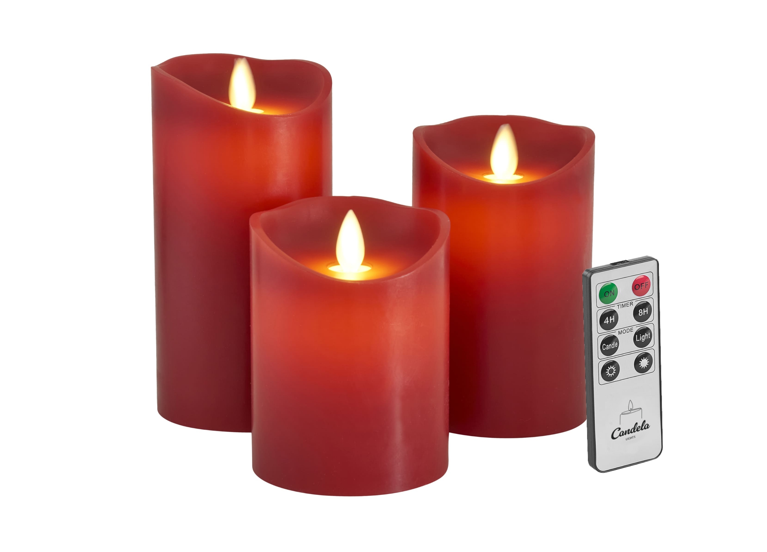 LED Stumpenkerzen 3er Set Wave red