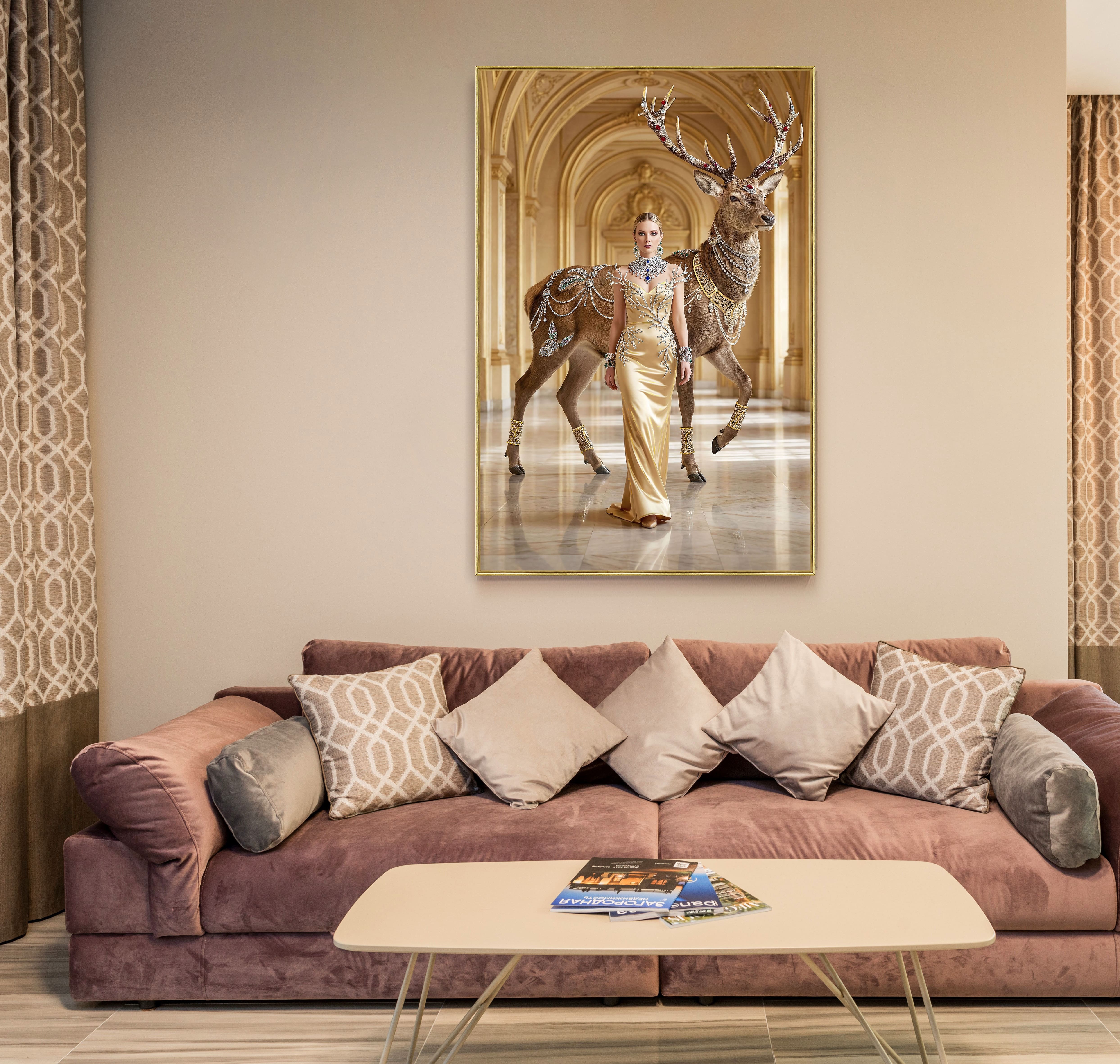 Wandbild Frame golden Deer 80x120cm