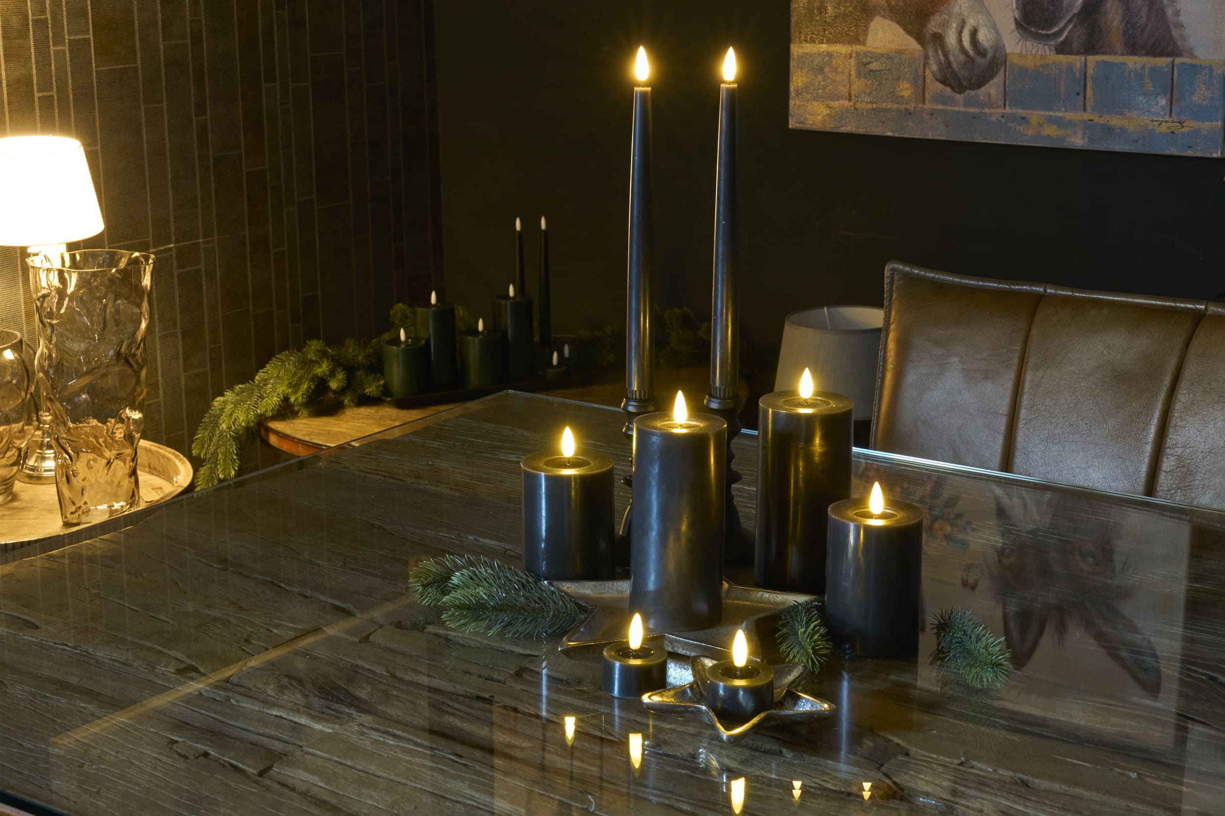 LED 4er Set W black ohne Teller