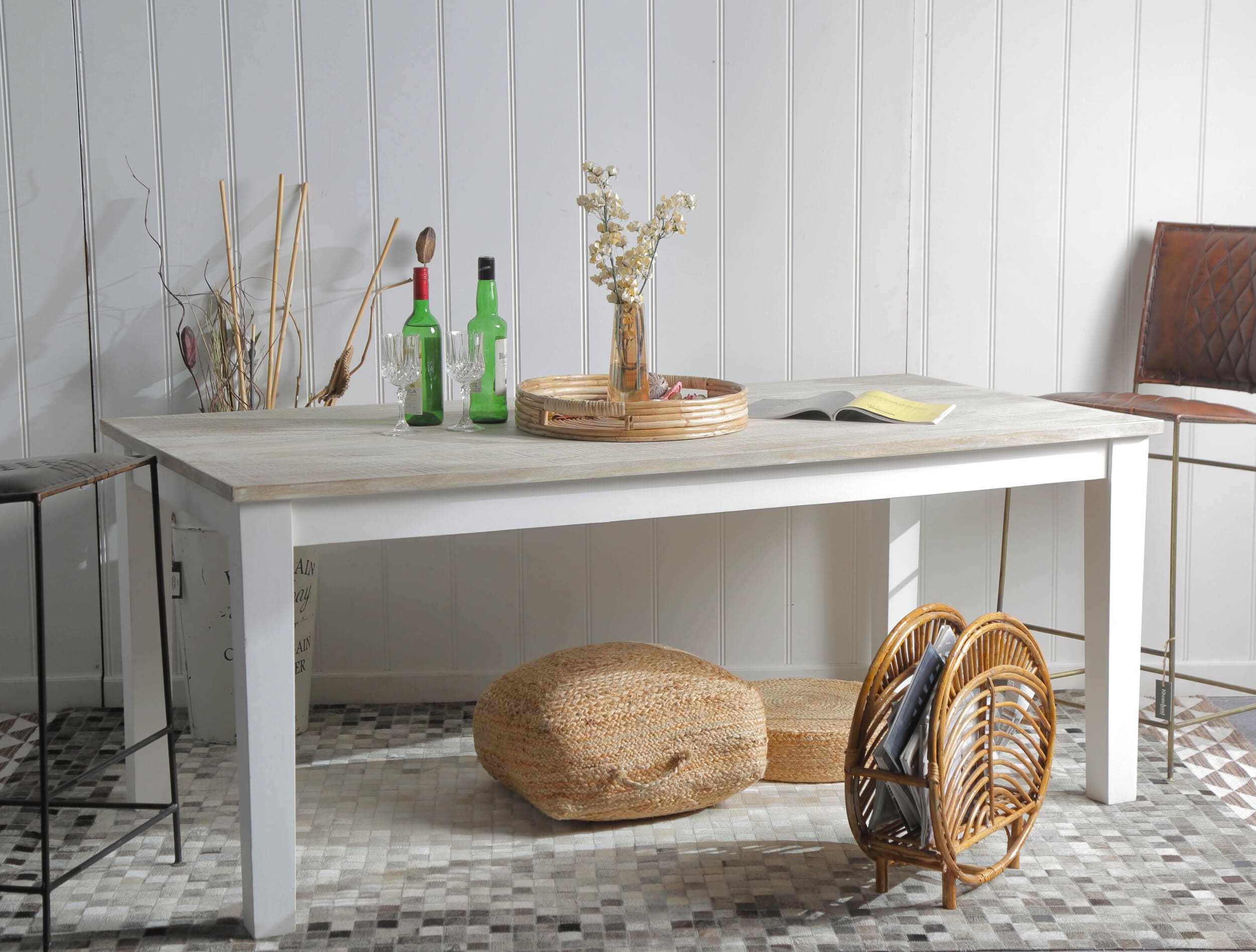 Esstisch Hampton Mango weiß 180x90x77cm
