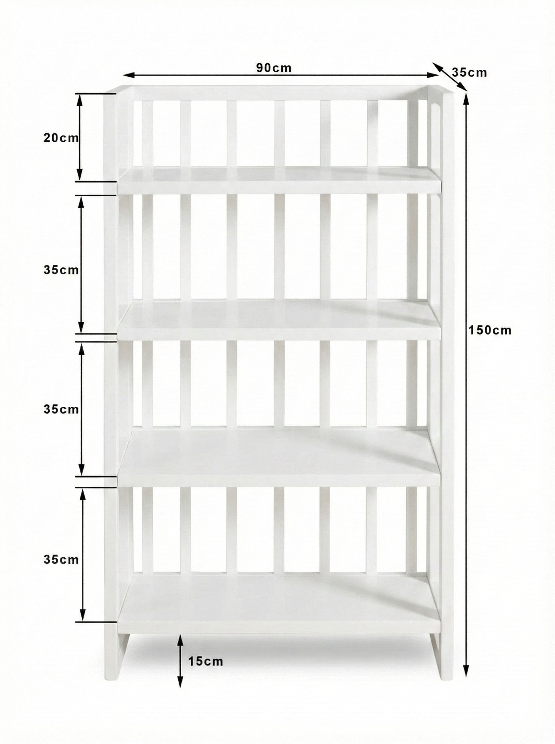 Faltregal Akazie weiß 150x35x90cm