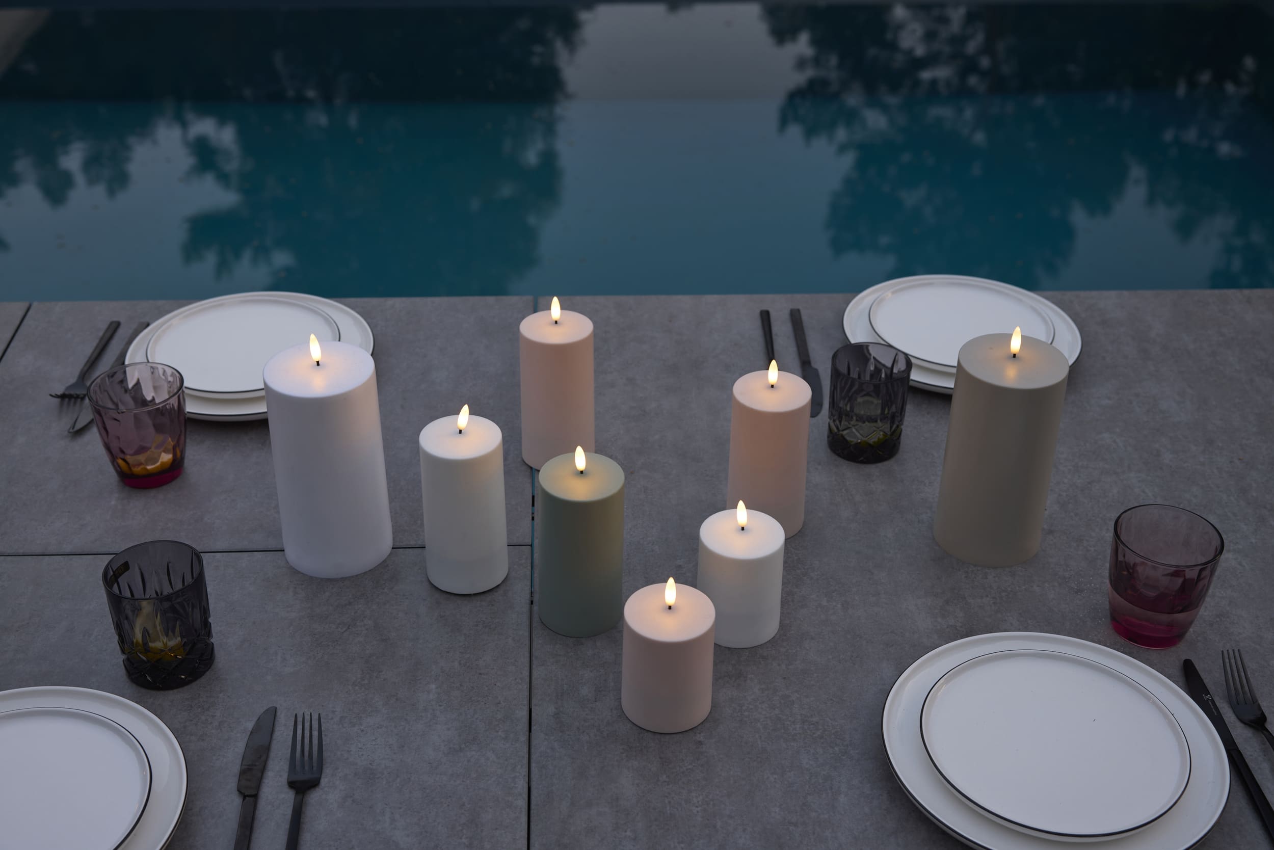 Solar Stumpenkerze Garden white 10x20