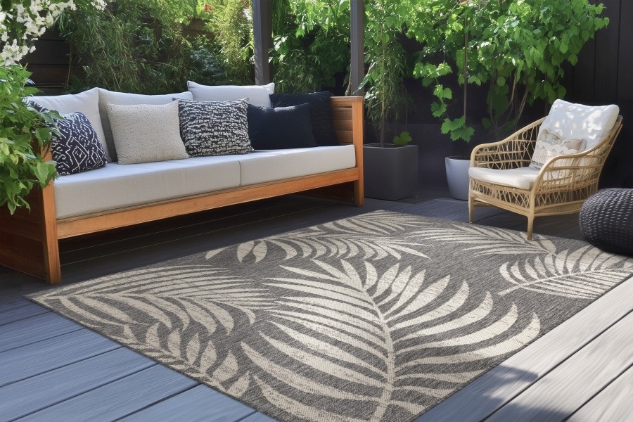 Outdoorteppich Casa Blatt grau 200x290cm CAS 607 silver
