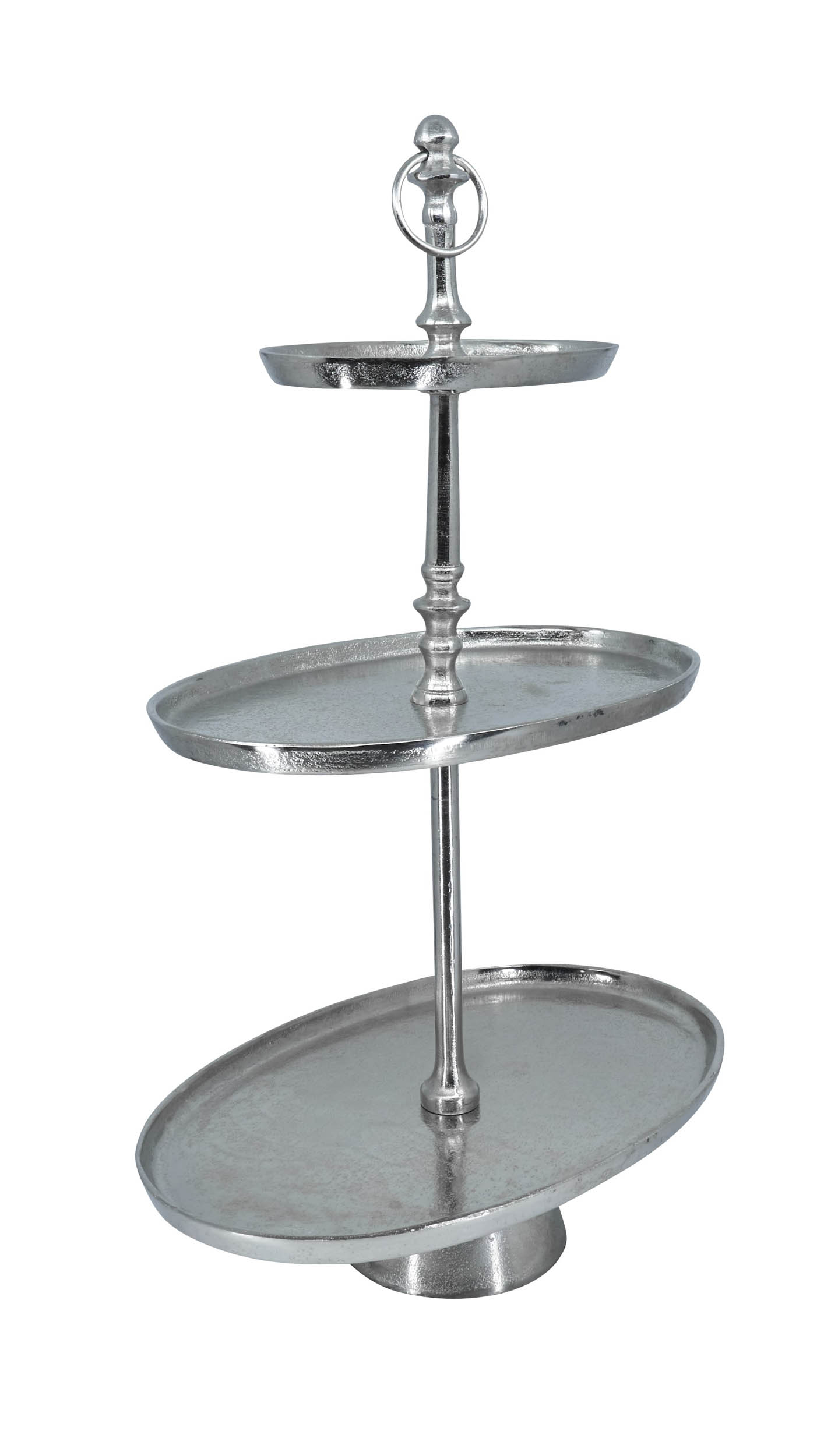 Etagere oval 2er Alu Nickel 36x36x50cm