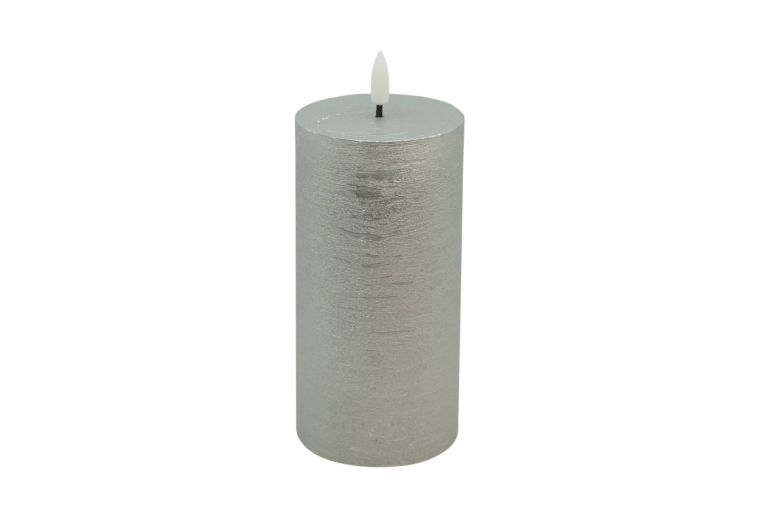LED Stumpenkerze silver metallic 7,5x15