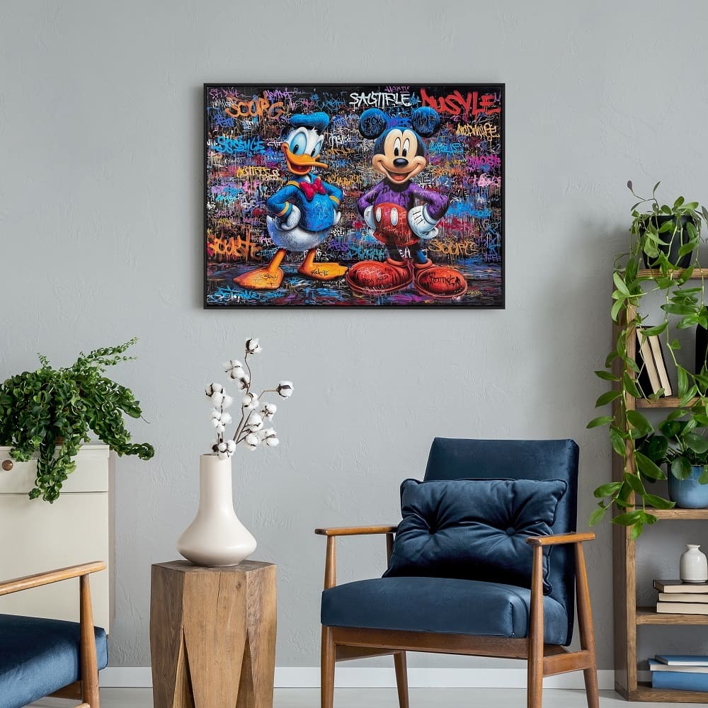 Wandbild Frame Donald and Mickey 80x60