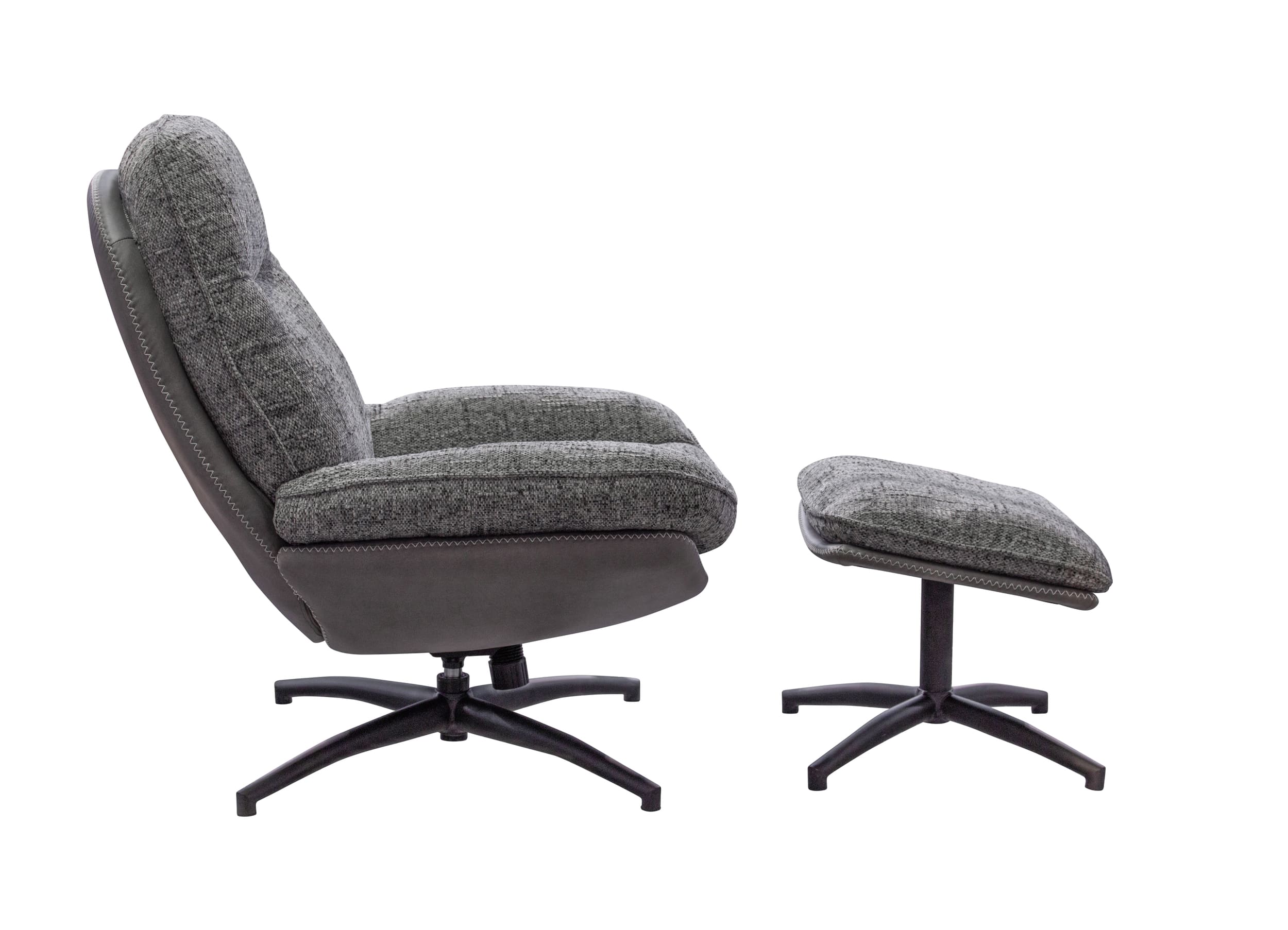 Drehsessel und Hocker Rockdale Bezug Webstoff grau mix