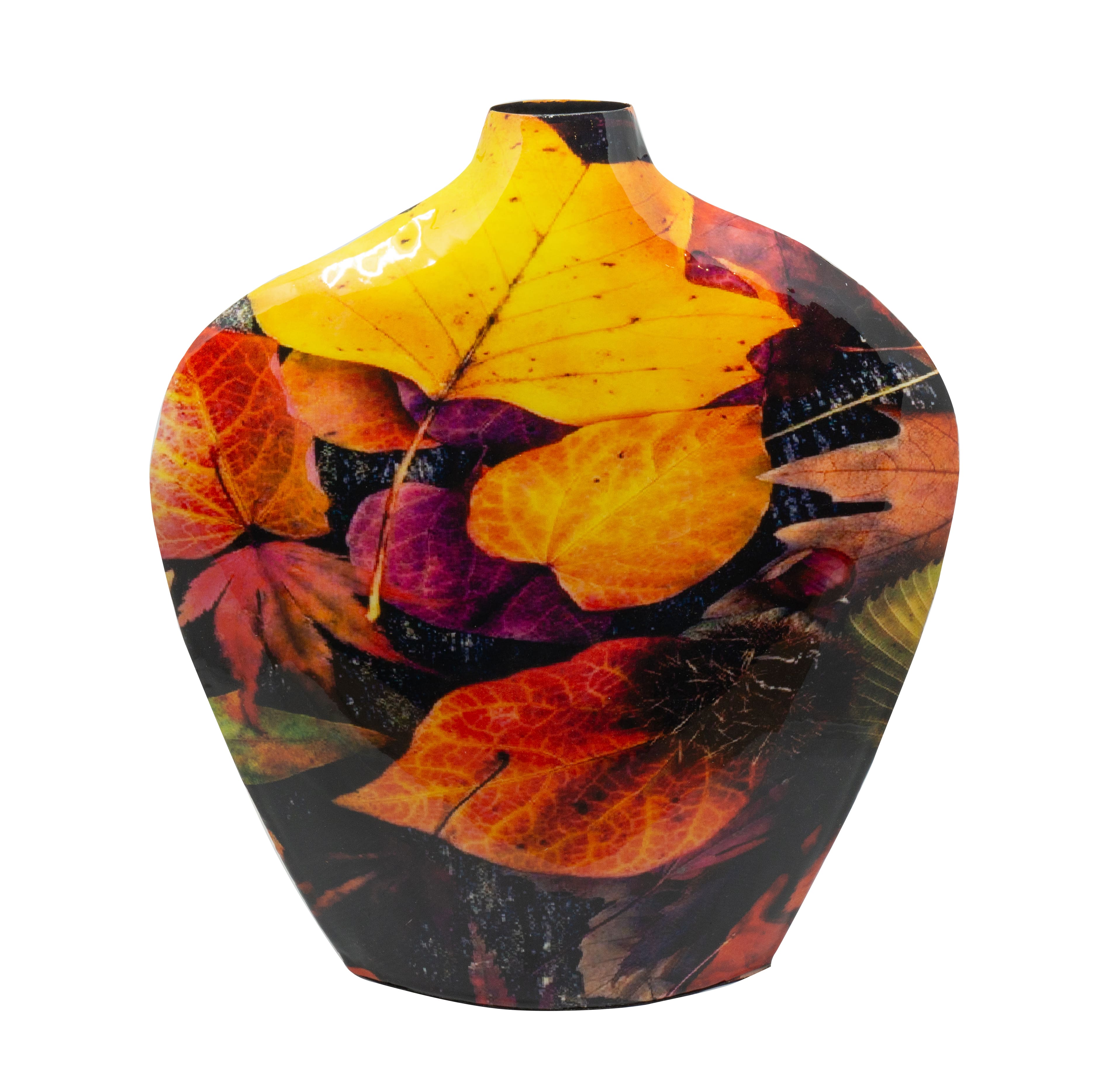 Vase Eisen Blätter Print 25x28x6cm