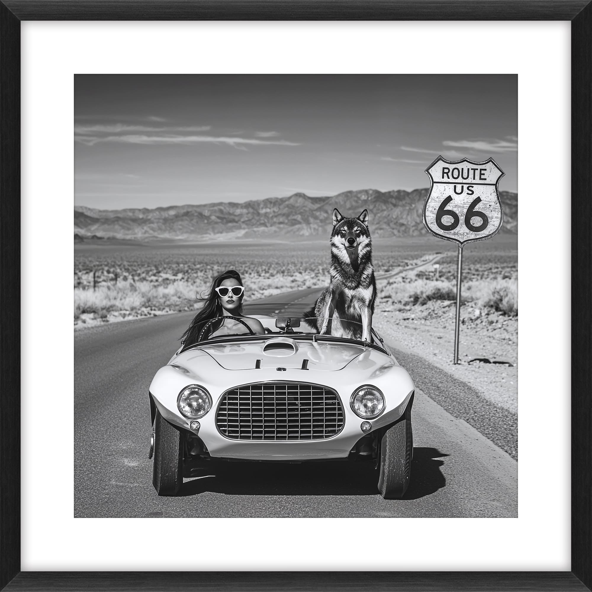 Bild Frame Lady and Wolf 80x80cm