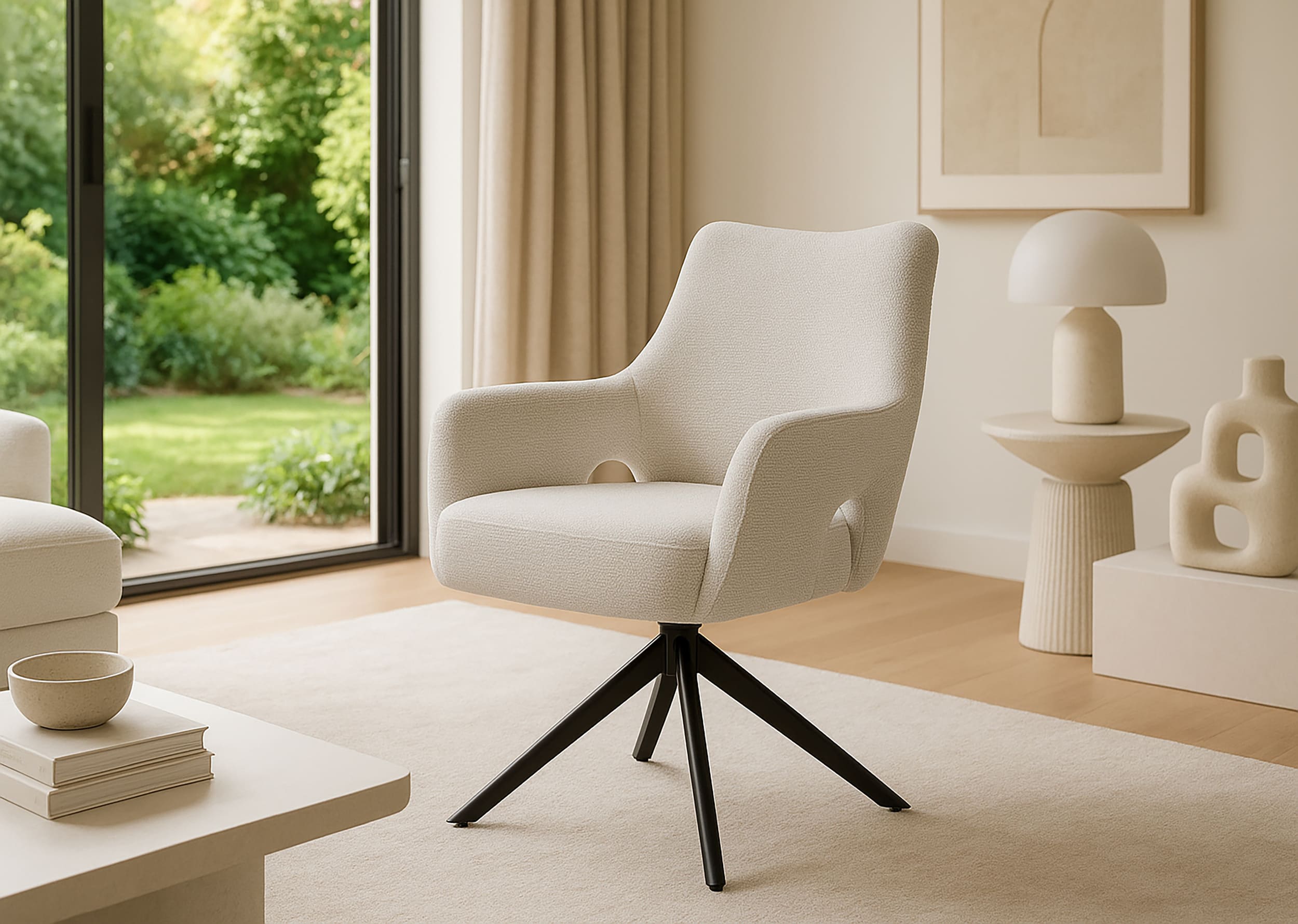 Drehstuhl Livrono Webstoff creme 62x60x85cm