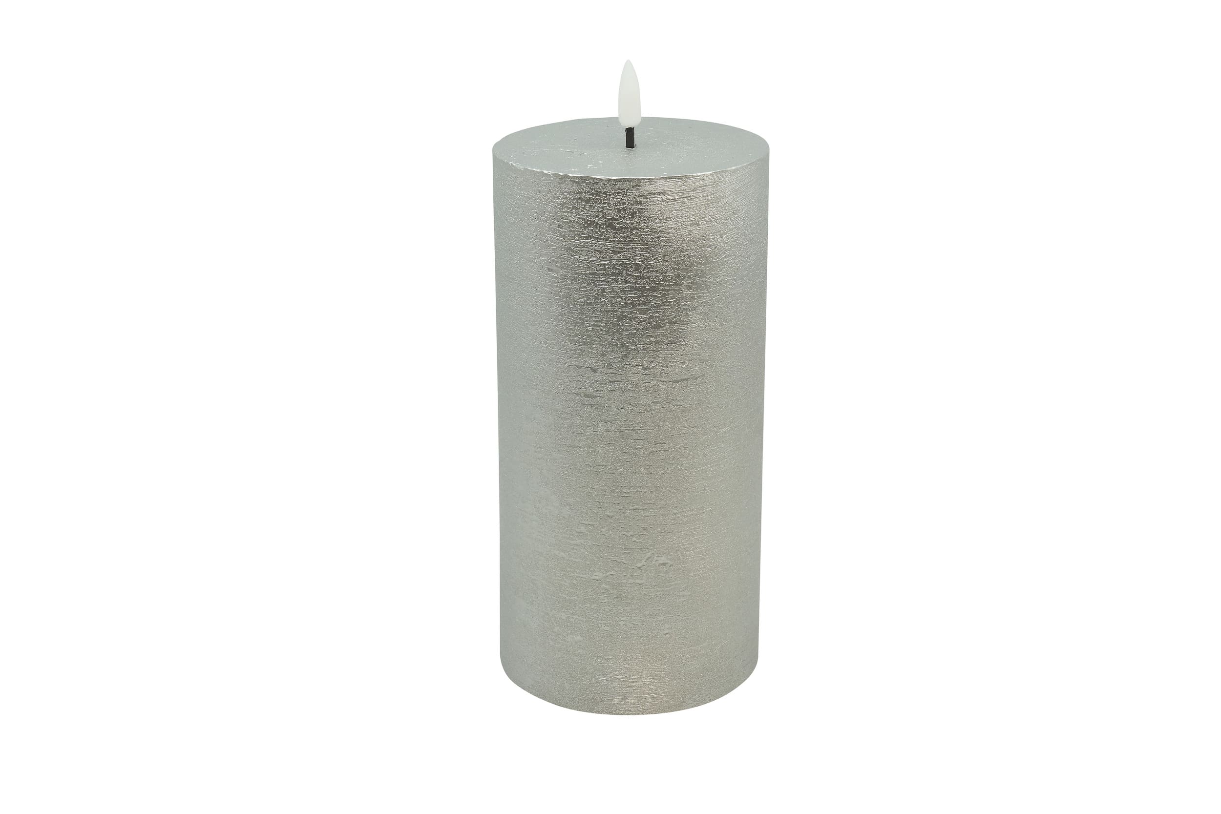 LED Stumpenkerze silver metallic 10x25