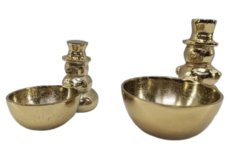 Schale Schneemann Alu gold 14x17,5x12cm