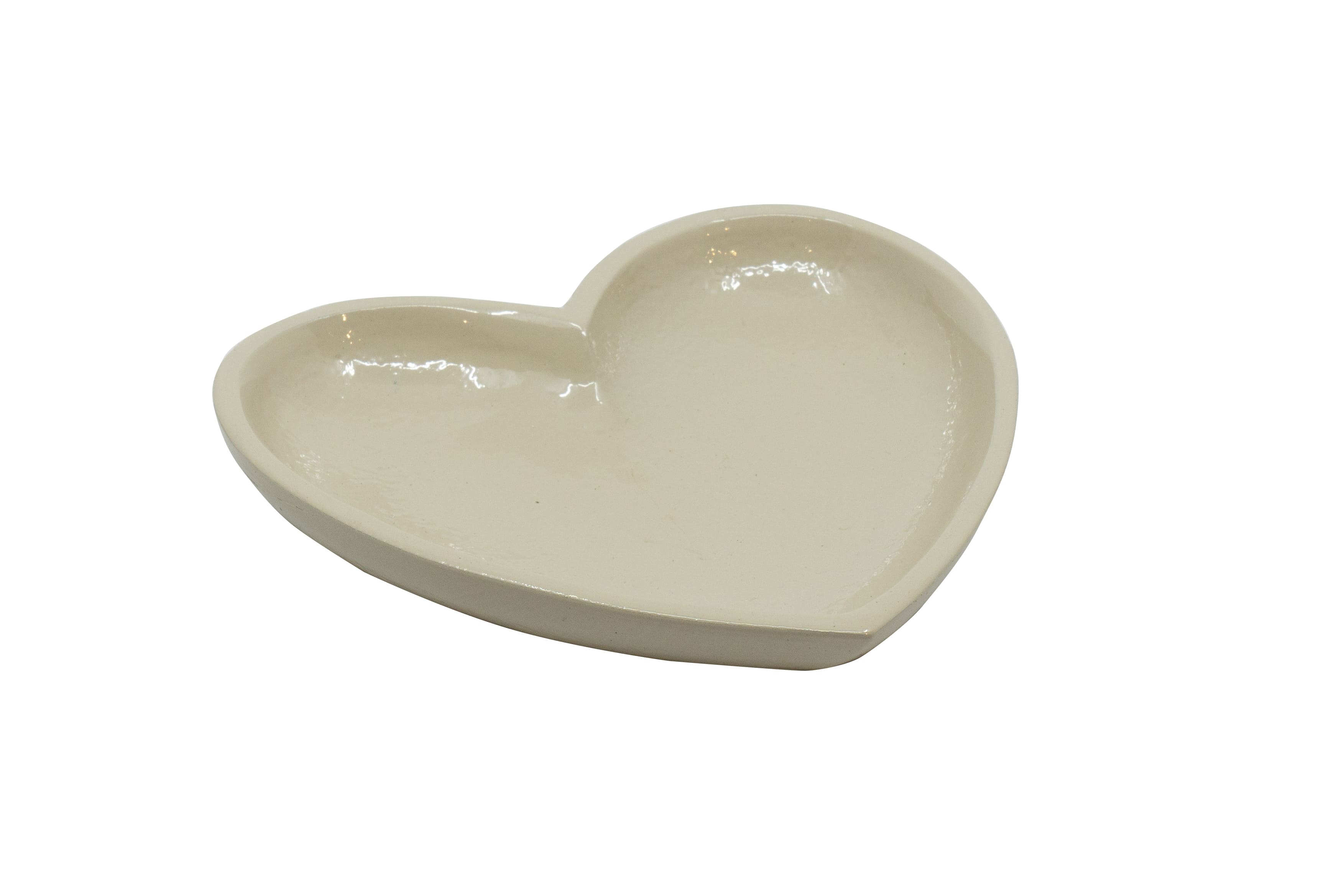 Kerzenteller Alu Herz taupe 14x12x3cm
