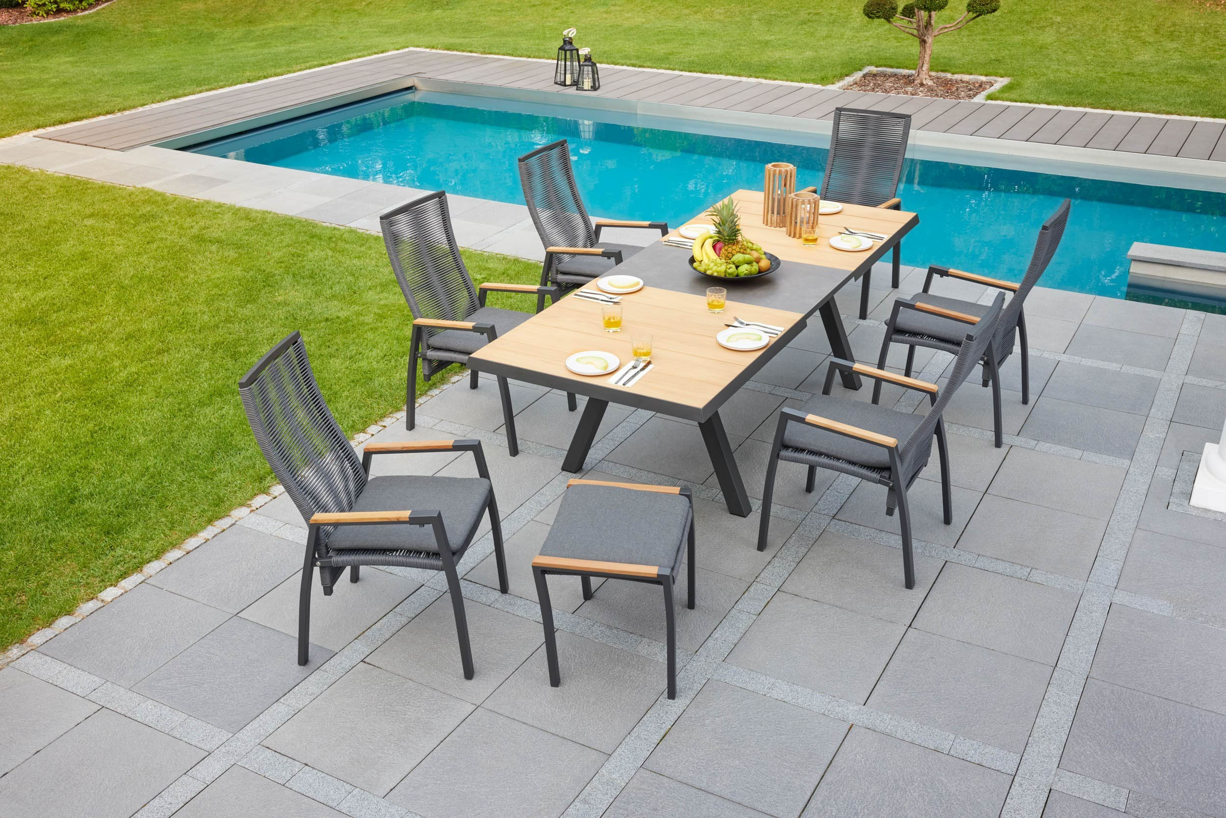 Ausziehtisch "Kumasi" Teak Keramik 200