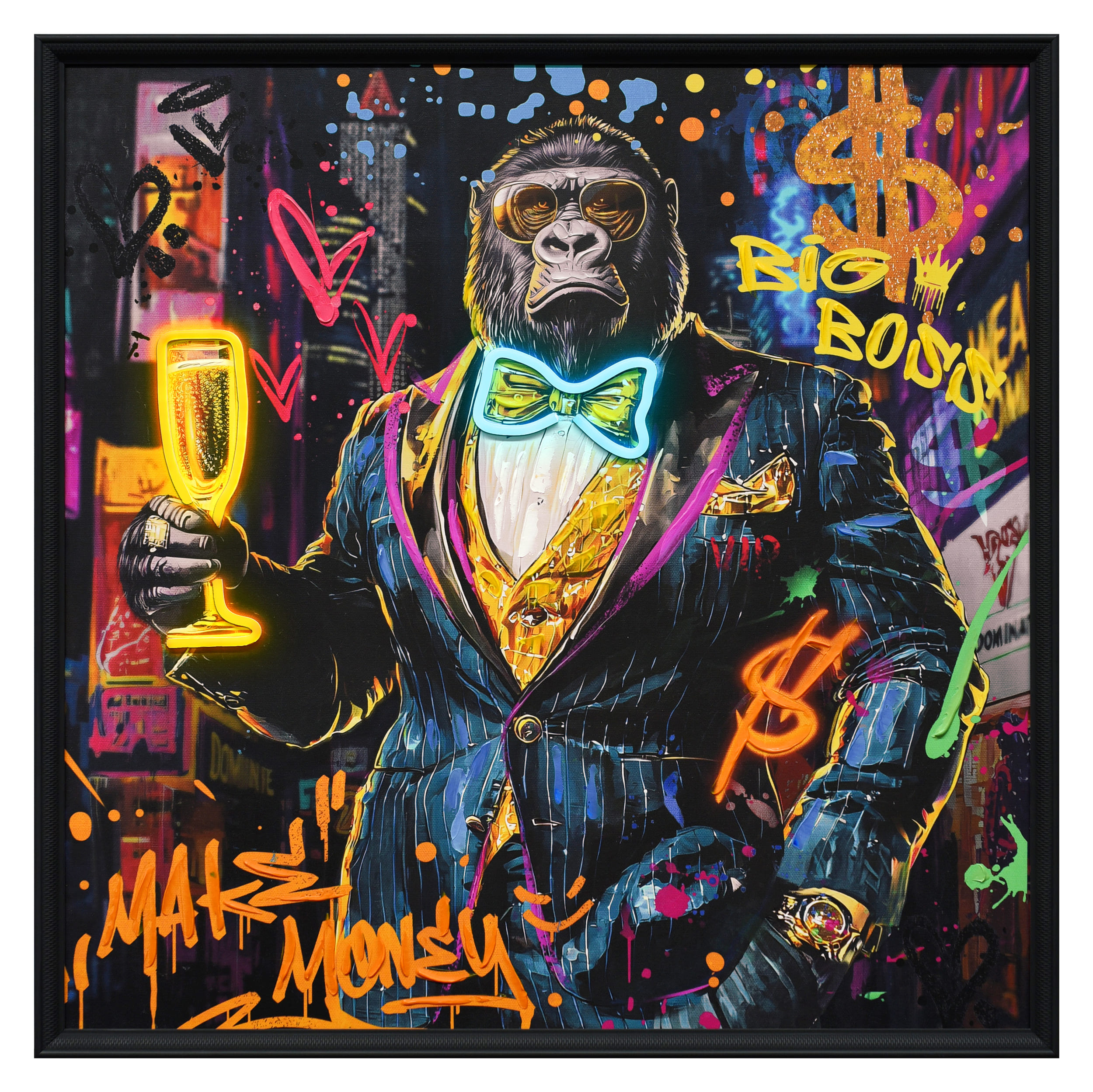 Wandbild Frame LED Party Kingkong 80x80cm