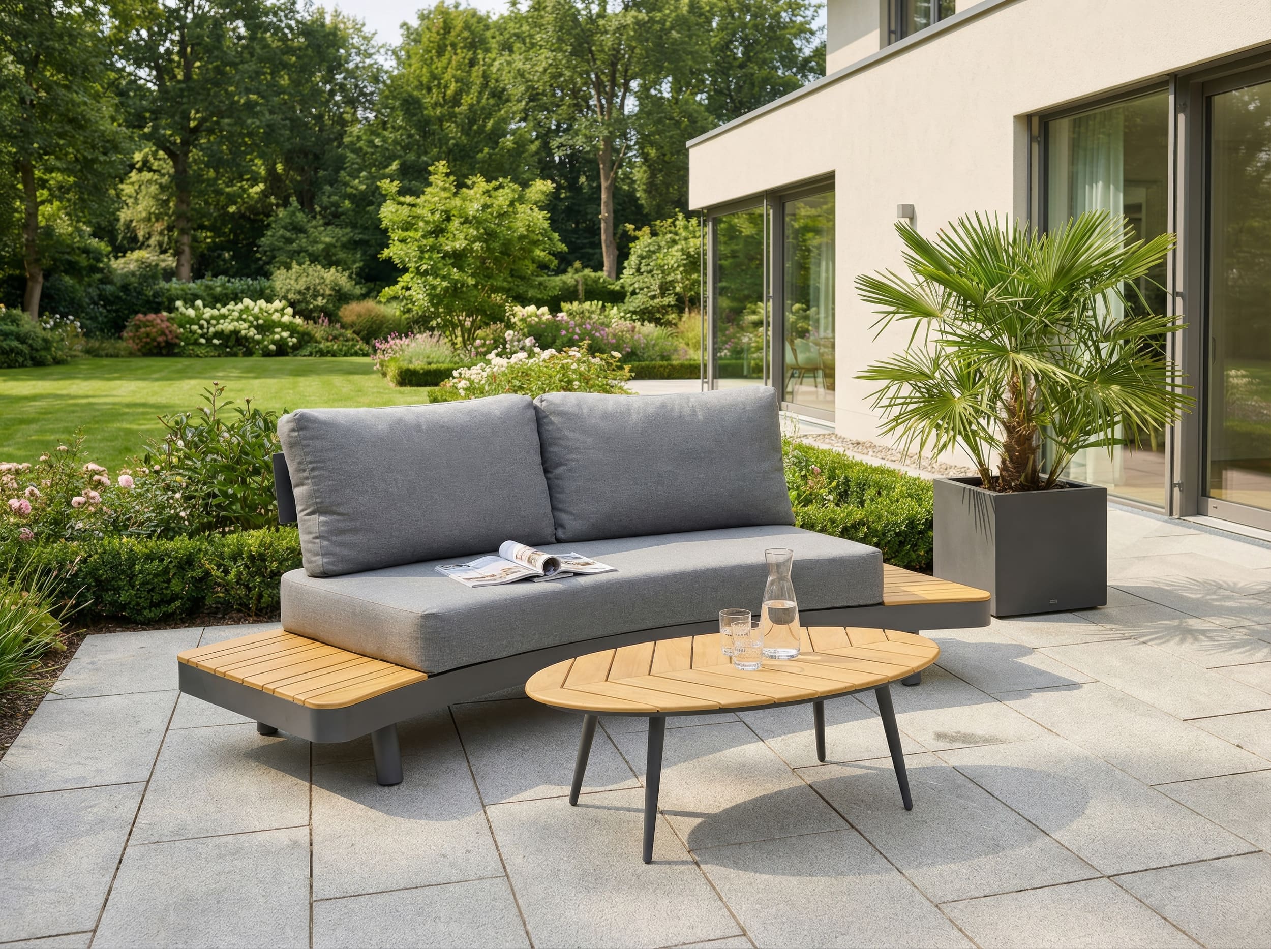 Lounge-2er Sofa "Puerto" mit teak