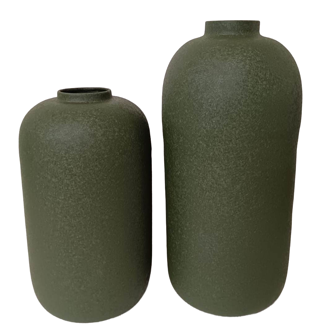 Vase bauchig Eisen d-grün 18x18x31cm