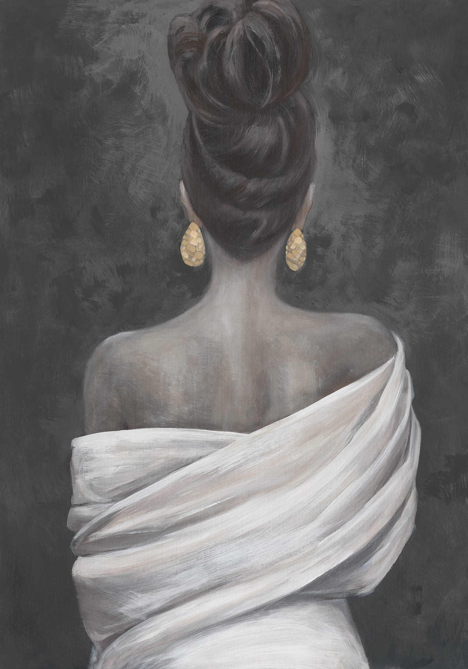 Wandbild Lady im weißen Kleid 70x100cm