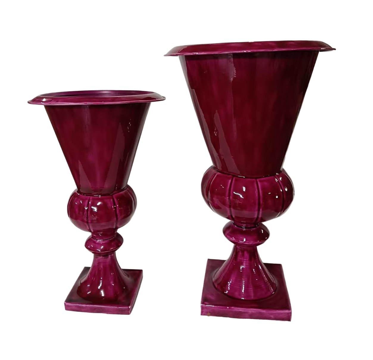 Standvase Eisen email. rot 36x36x58cm