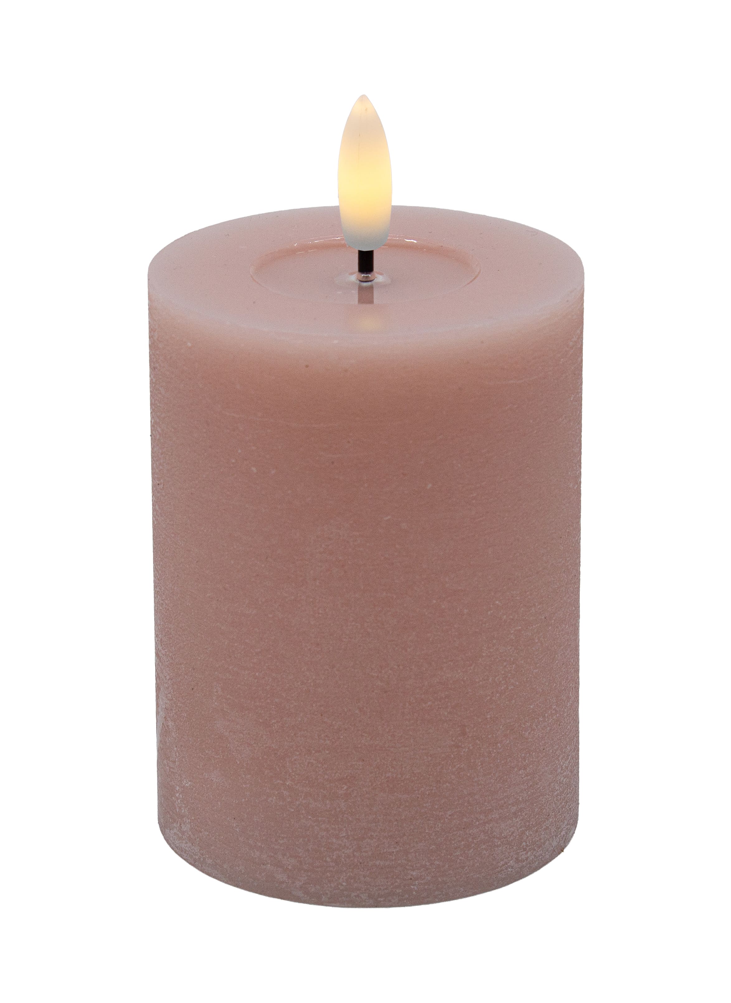 LED Stumpenkerze rose rustic 7,5x10