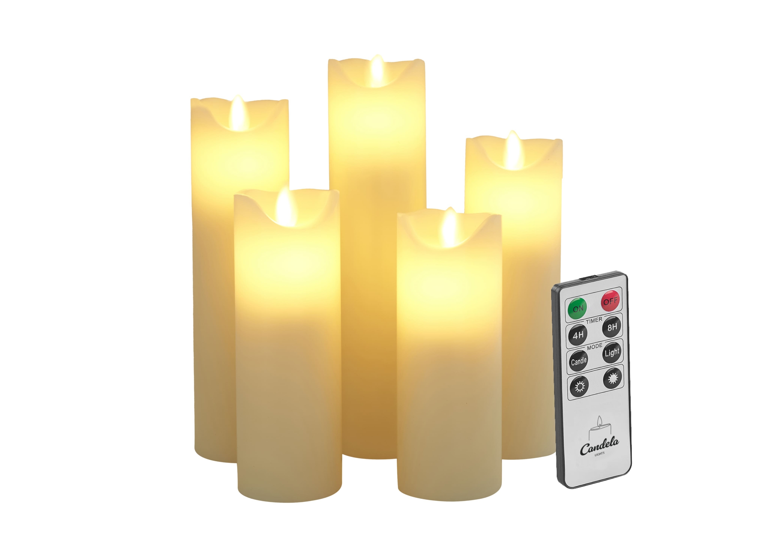 LED Stumpenkerzen 5er Set Wave cream