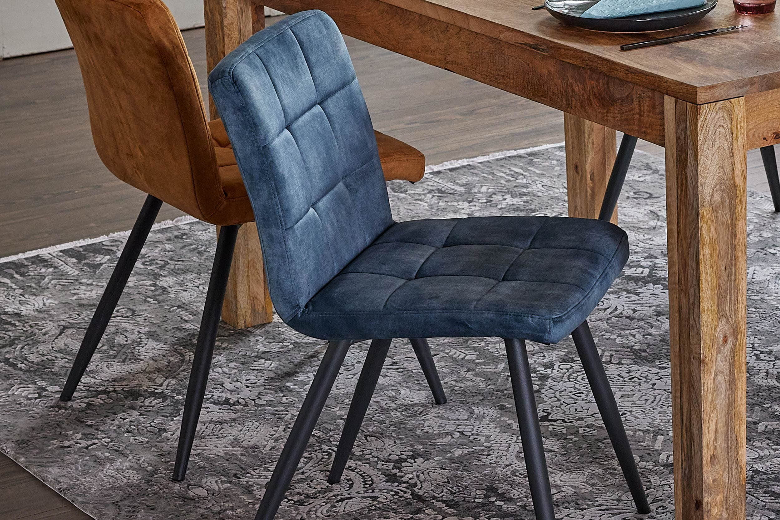 Stuhl Barnet Karodesign Samt petrol