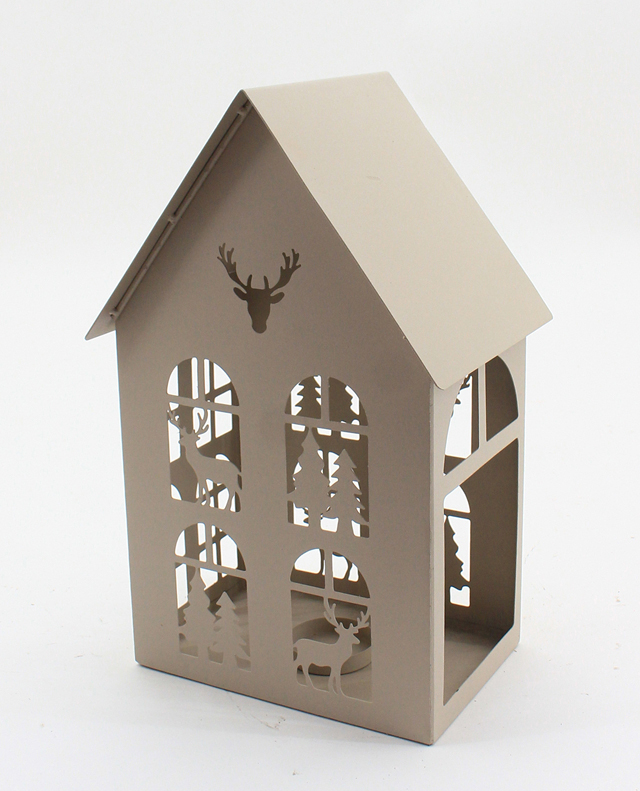 Haus Windlicht Hirsche sand 32